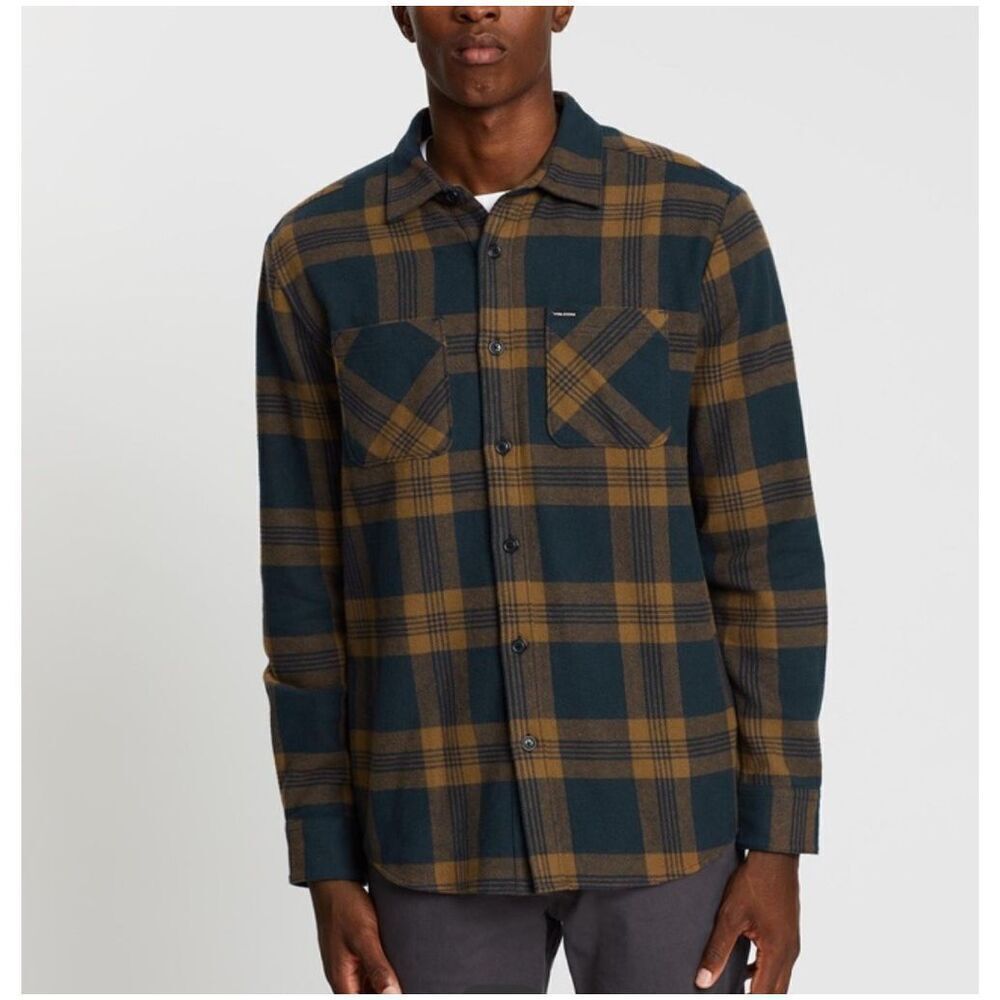 Volcom Shade Stone Long Sleeve Plaid Flannel Shirt Size Small